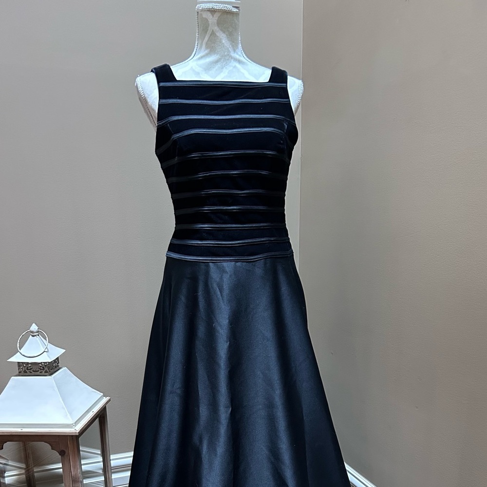JS Collections Black Velvet and Taffeta Maxi Dress